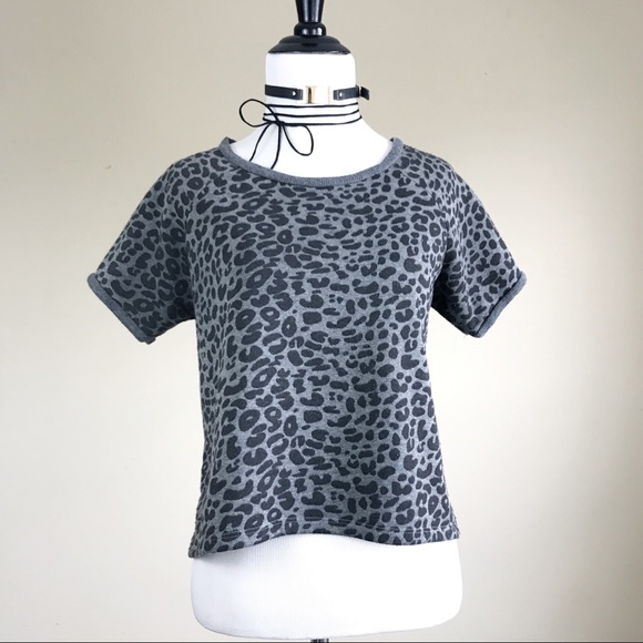 Piper Project Tops - Piper Project Grey Leopard Print Cut Out Back Top